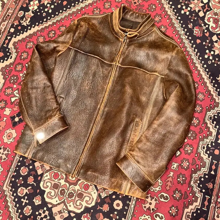 [BUNJANG] Vintage Leather Jacket / 690/( XL-2XL ) 가죽자켓 레더자켓 워크웨어 아메카지 바이커자켓