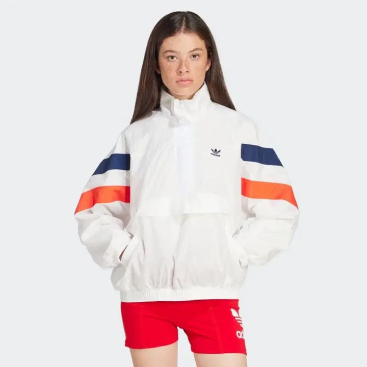 [BUNJANG] Adidas Cloud Anorak Half-Zip Jacket White IS2320 / 아디다스 바람막이 아노락 반집업 클라우드 자켓 화이트 IS2320