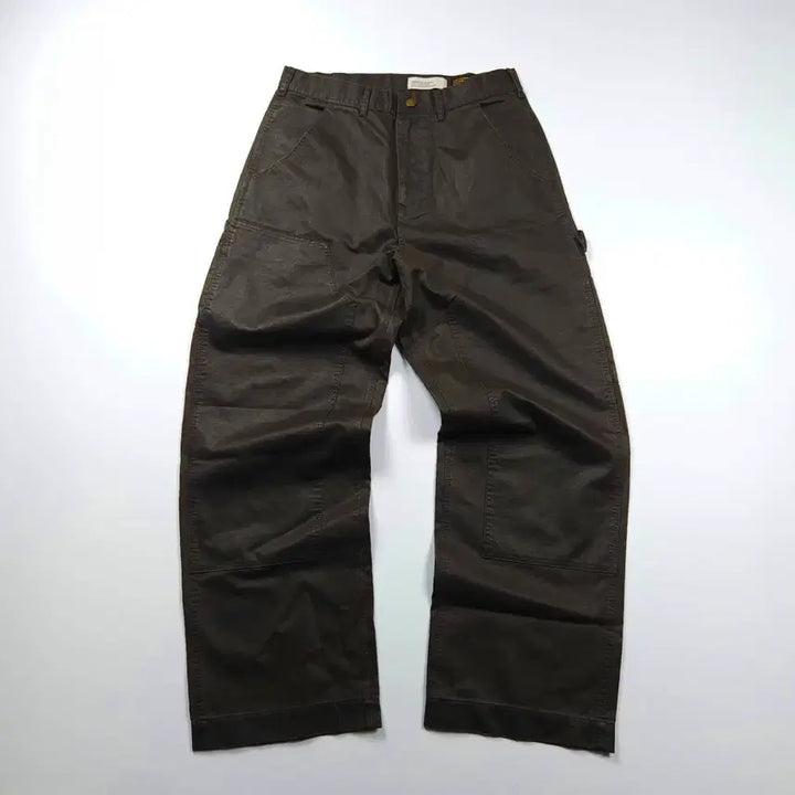 [BUNJANG] Lafarge Store Loose Fit Coated Carpenter Work Pants Brown (M) / 라퍼지스토어 루즈핏 코팅 카펜터 워크 팬츠 브라운 (M)
