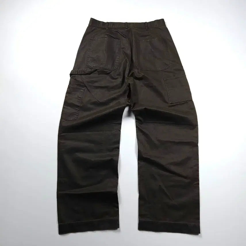 [BUNJANG] Lafarge Store Loose Fit Coated Carpenter Work Pants Brown (M) / 라퍼지스토어 루즈핏 코팅 카펜터 워크 팬츠 브라운 (M)