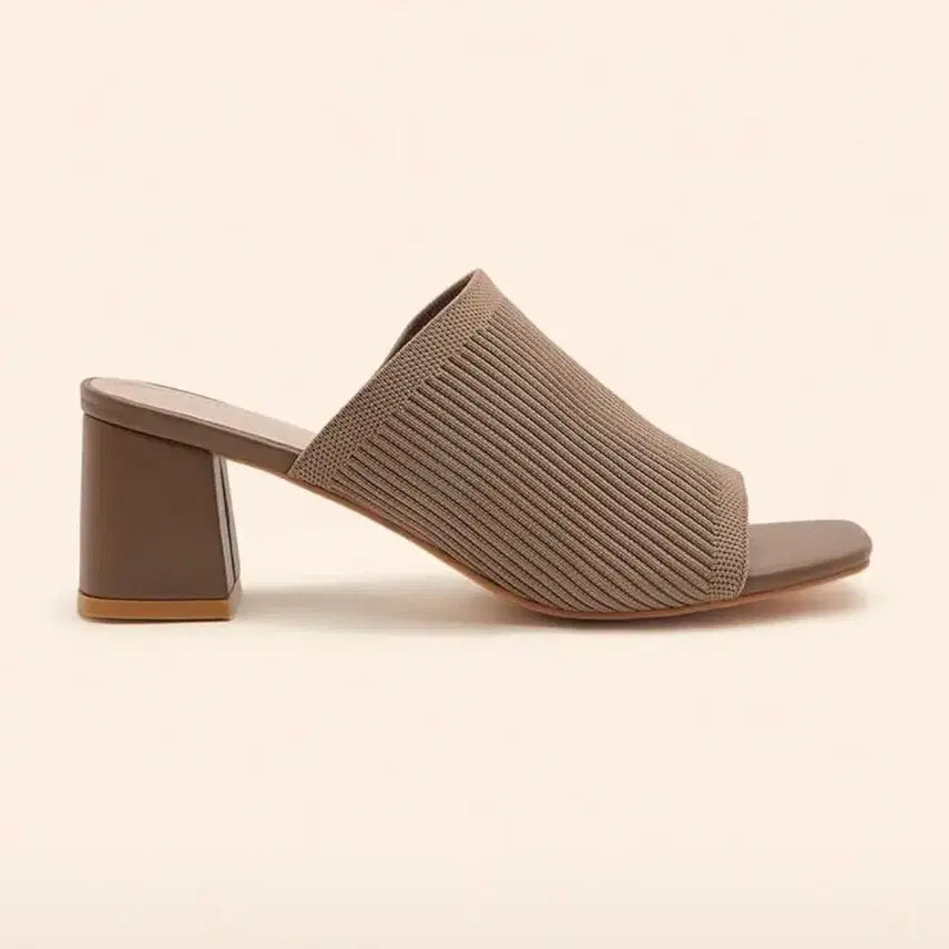 [BUNJANG] Brown Knit Heel Slippers 235 / 새상품 브라운 니트 힐 슬리퍼 235