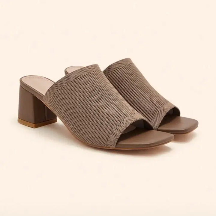 [BUNJANG] Brown Knit Heel Slippers 235 / 새상품 브라운 니트 힐 슬리퍼 235
