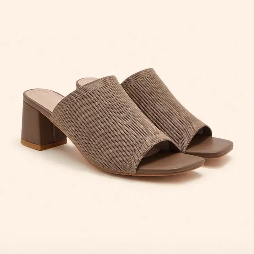 [BUNJANG] Brown Knit Heel Slippers 235 / 새상품 브라운 니트 힐 슬리퍼 235