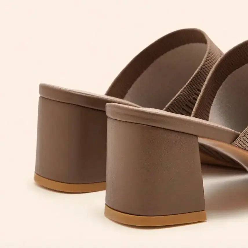 [BUNJANG] Brown Knit Heel Slippers 235 / 새상품 브라운 니트 힐 슬리퍼 235