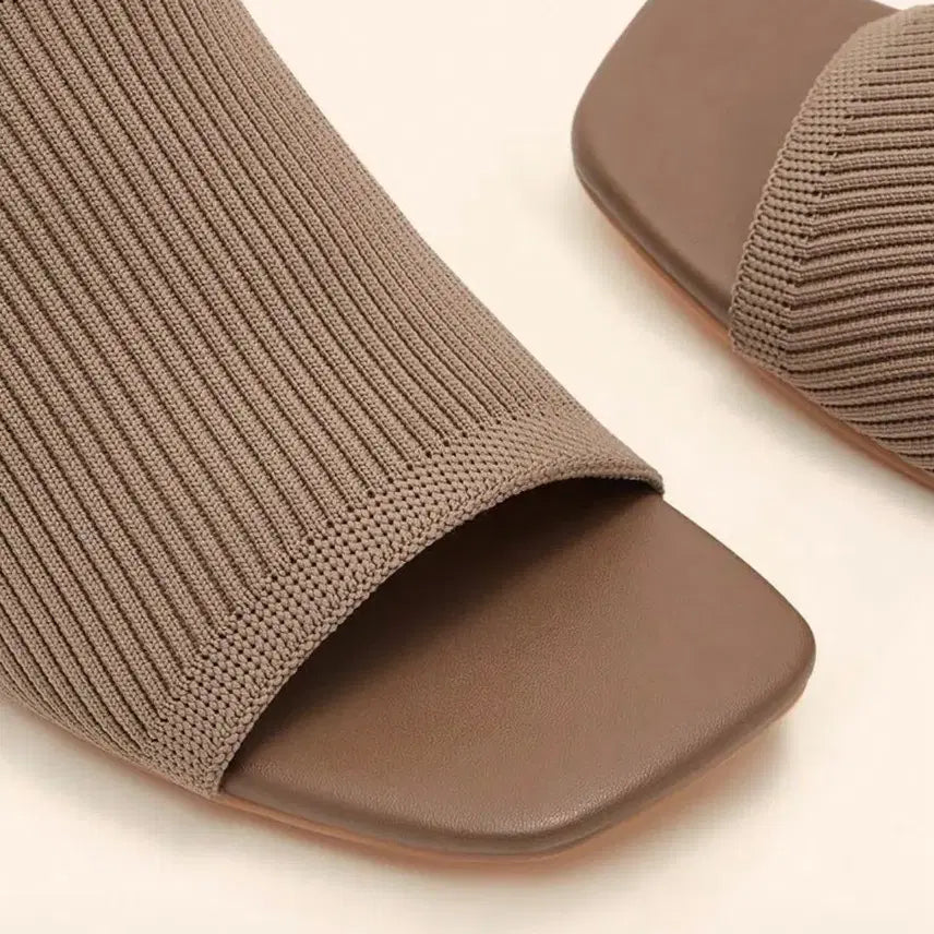 [BUNJANG] Brown Knit Heel Slippers 235 / 새상품 브라운 니트 힐 슬리퍼 235
