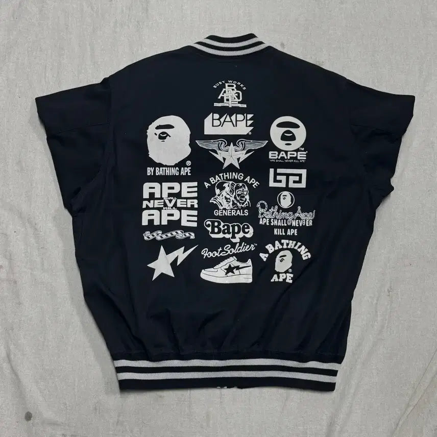 [BUNJANG] BAPE 00s Saru Back Logo Two-Way Bomber Jacket / 베이프 00s 사루 백로고 투웨이 봄버 자켓 S(100)