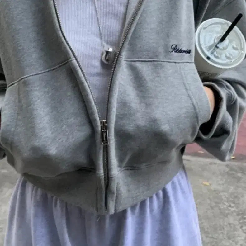 [BUNJANG] Ribbonbit Day Hoodie Melange Gray / 리본빛 데이 후드집업 멜란지 그레이