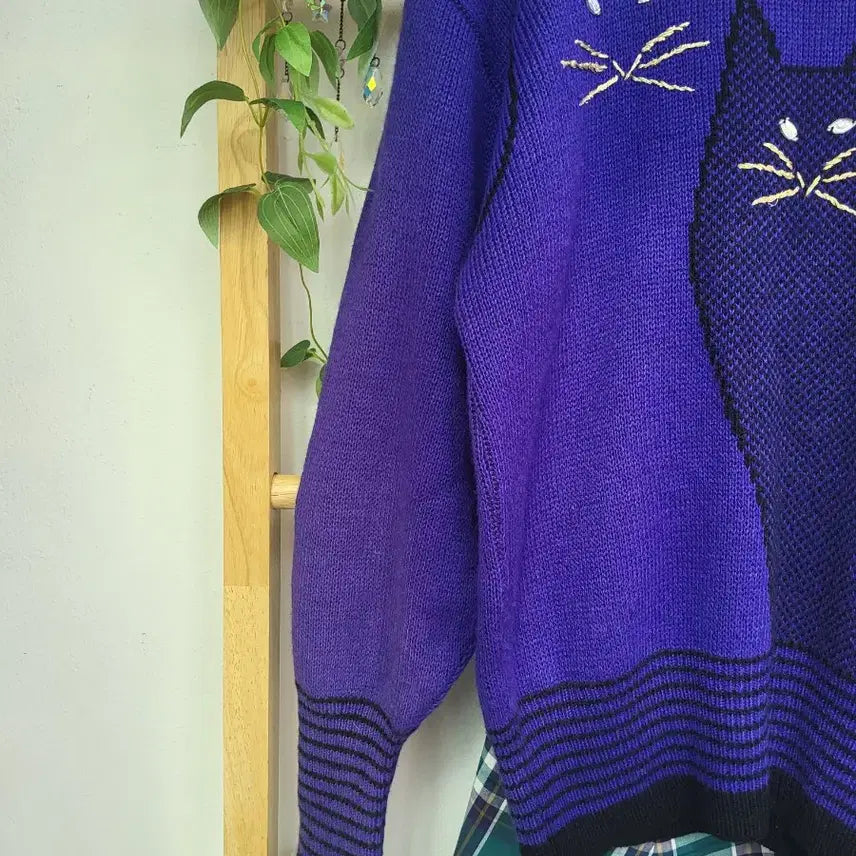 [BUNJANG] Vintage Cat Knit Sweater / 고양이 빈티지 니트