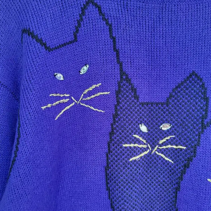 [BUNJANG] Vintage Cat Knit Sweater / 고양이 빈티지 니트