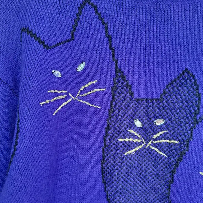 [BUNJANG] Vintage Cat Knit Sweater / 고양이 빈티지 니트