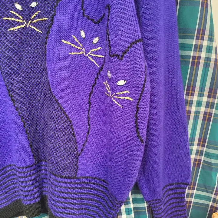[BUNJANG] Vintage Cat Knit Sweater / 고양이 빈티지 니트