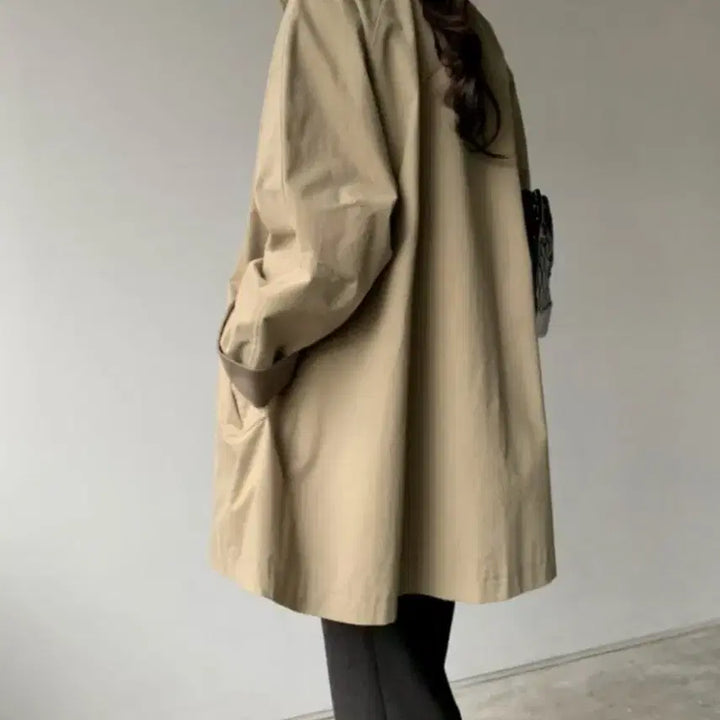 [BUNJANG] Trench Cotton Parka Coat / 트렌치 코튼 야상 심플 바바리 코트