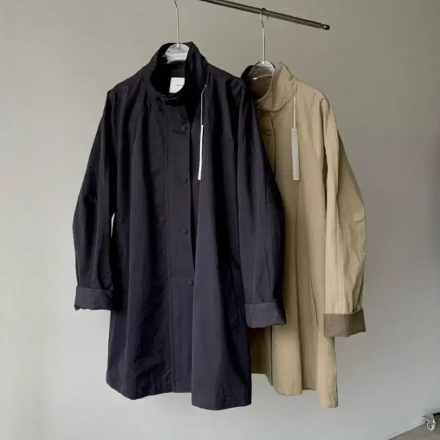 [BUNJANG] Trench Cotton Parka Coat / 트렌치 코튼 야상 심플 바바리 코트