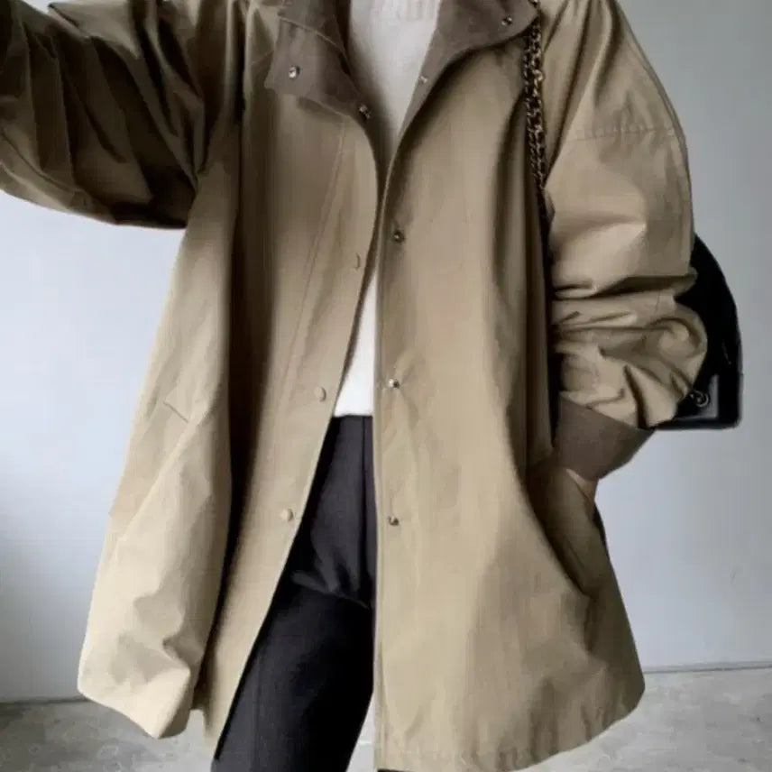 [BUNJANG] Trench Cotton Parka Coat / 트렌치 코튼 야상 심플 바바리 코트