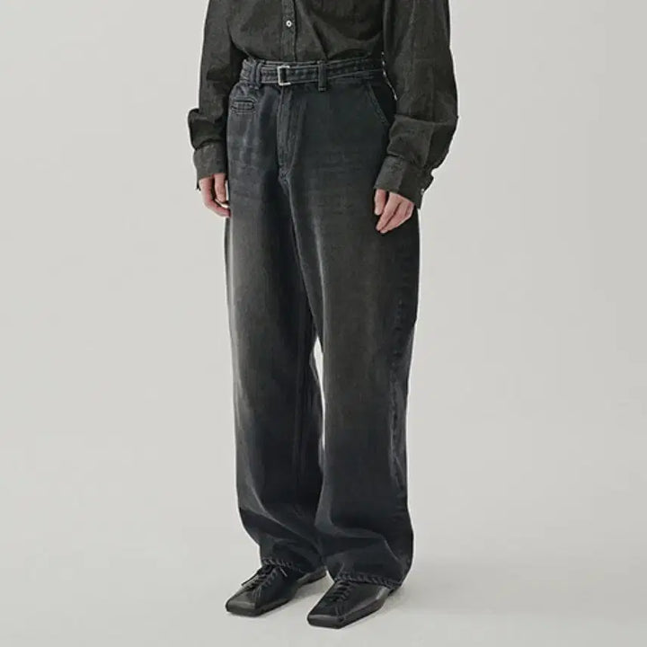 [BUNJANG] Nohant Belted Denim Pants / [노운] belted denim pants (charcoal)