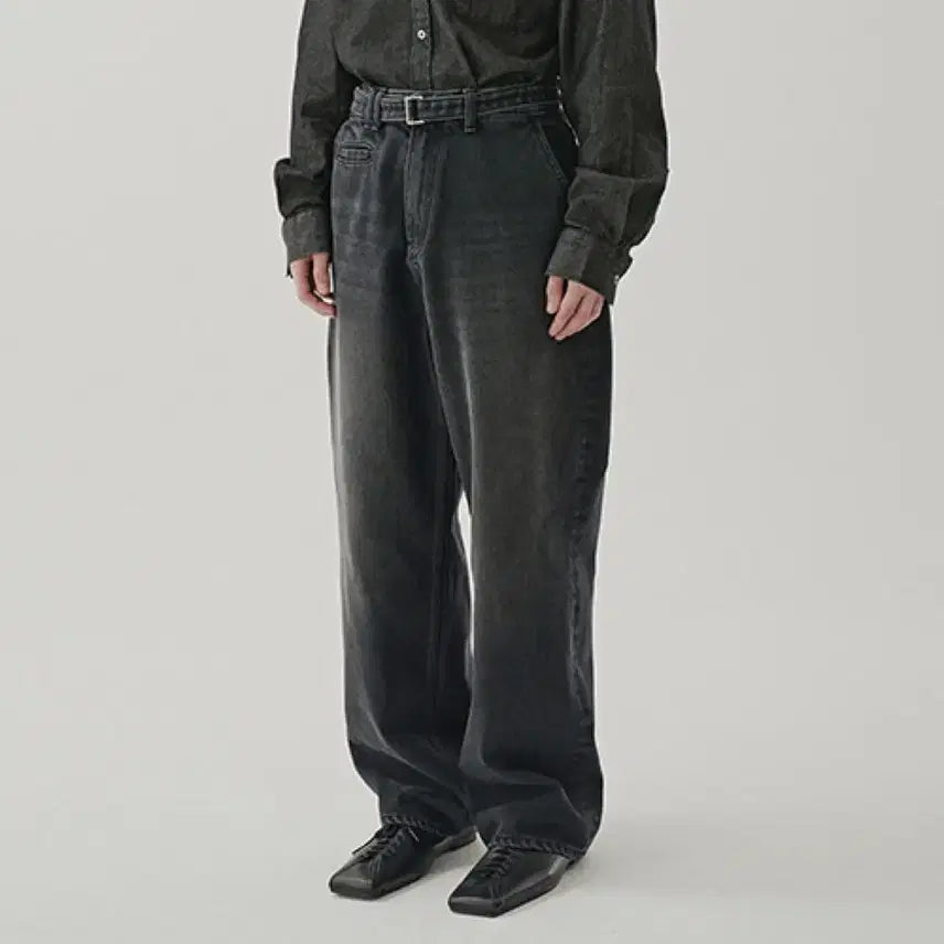 [BUNJANG] Nohant Belted Denim Pants / [노운] belted denim pants (charcoal)