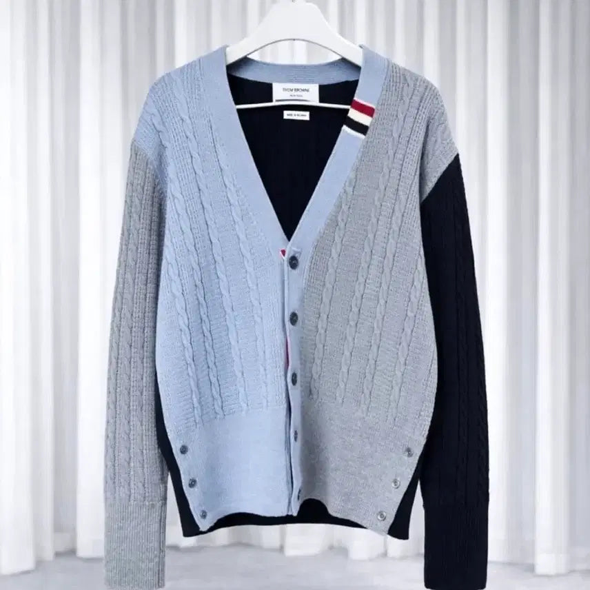 [BUNJANG] Thom Browne Fun Mix Wool Relax Cable Cardigan / 톰브라운 / 펀믹스 울 릴랙스 케이블 가디건 / 3