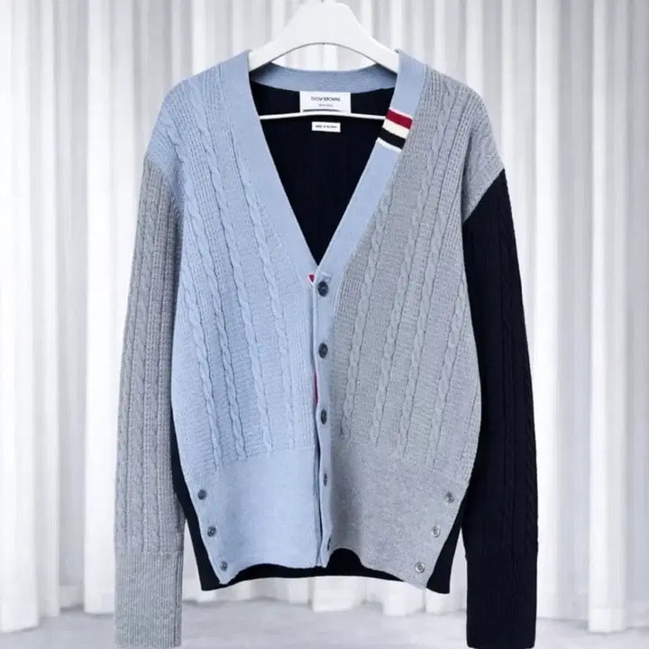 [BUNJANG] Thom Browne Fun Mix Wool Relax Cable Cardigan / 톰브라운 / 펀믹스 울 릴랙스 케이블 가디건 / 3