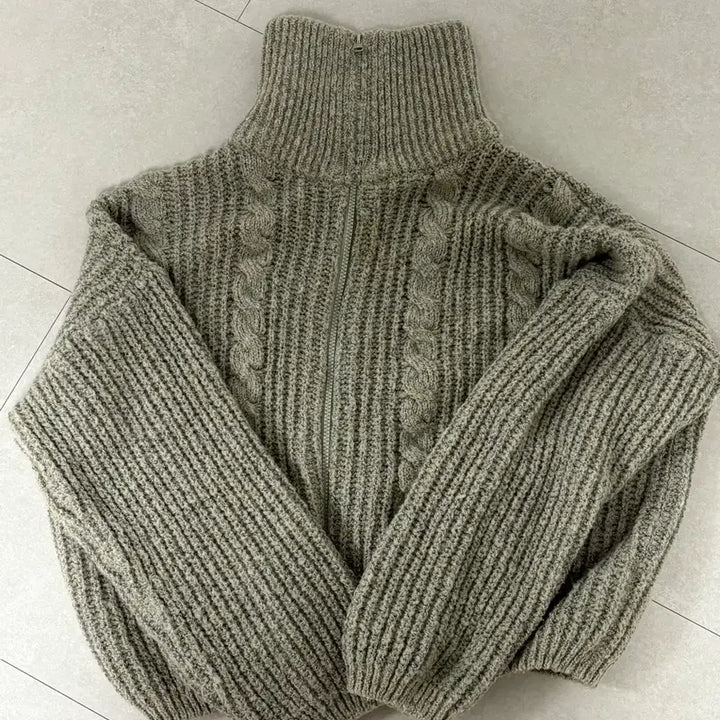 [BUNJANG] A Seconds Cable Knit Zip-Up Cardigan / 에이세컨즈 꽈배기 니트 집업 가디건