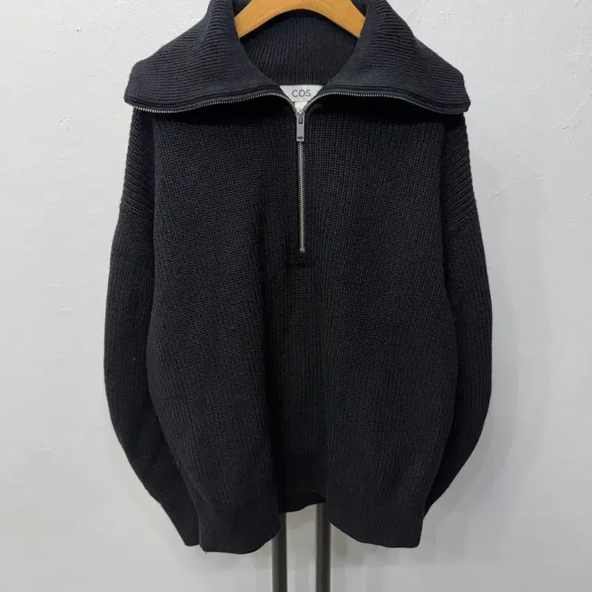 [BUNJANG] COS Oversized Black Half-Zip Knit Sweater / 정품) COS 코스 여성 오버핏 블랙 니트 반집업 니트 L