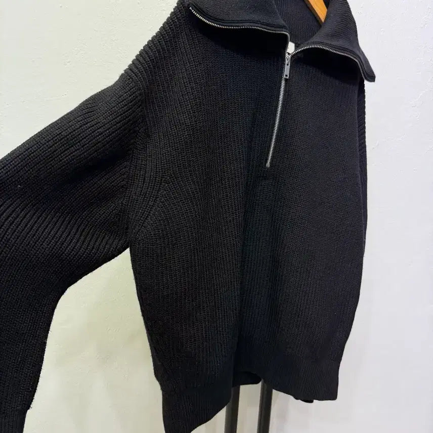 [BUNJANG] COS Oversized Black Half-Zip Knit Sweater / 정품) COS 코스 여성 오버핏 블랙 니트 반집업 니트 L
