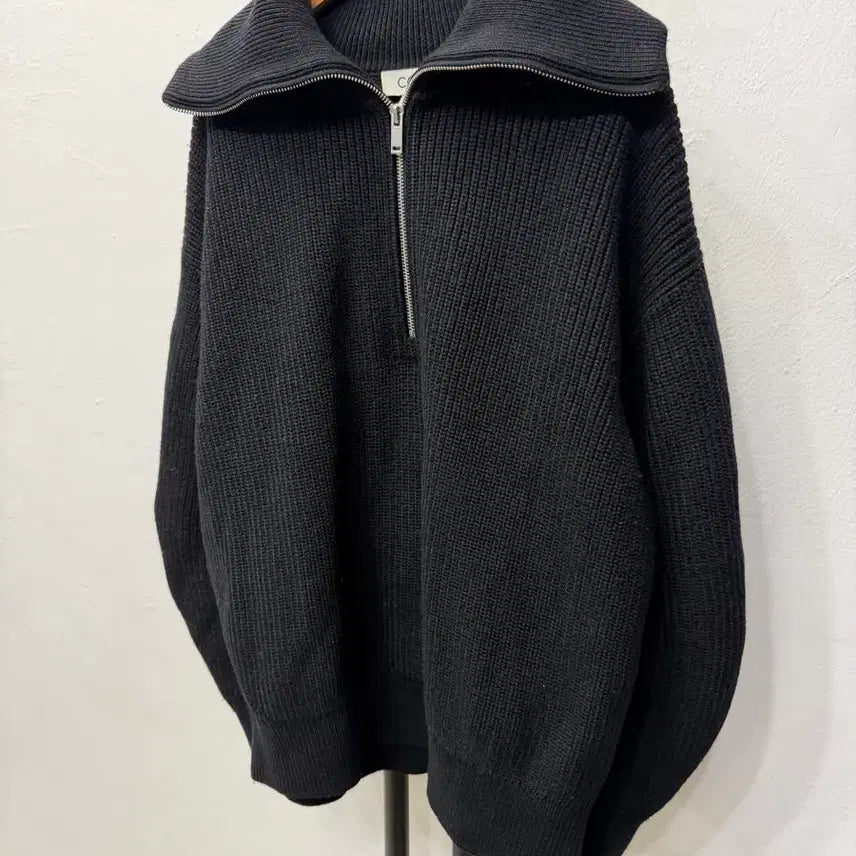 [BUNJANG] COS Oversized Black Half-Zip Knit Sweater / 정품) COS 코스 여성 오버핏 블랙 니트 반집업 니트 L
