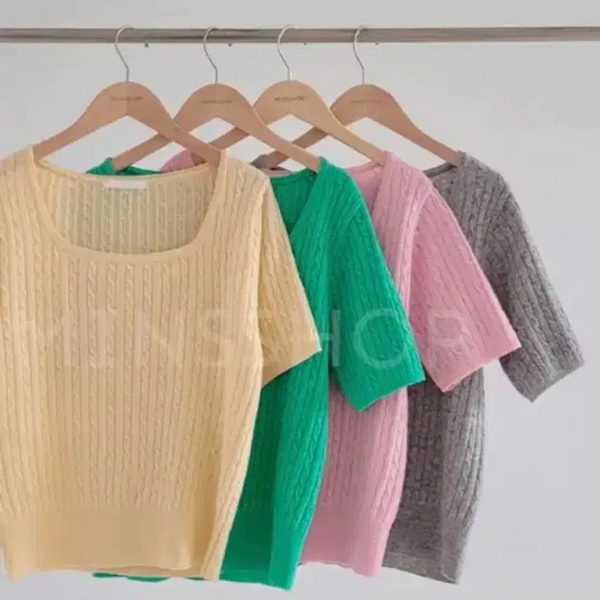 [BUNJANG] Mins Shop Square Neck Knit - Green / (민스샵) 스퀘어넥 니트 - 그린