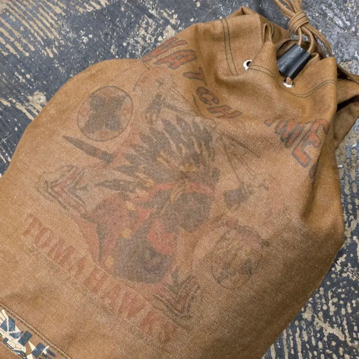 [BUNJANG] Ameeko Tomahawk Indian Printing Backpack / 아메코 토마호크 인디언 프린팅 브라운 백팩