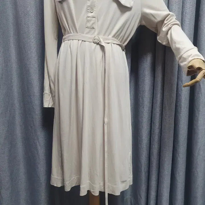 [BUNJANG] L Cream Long Waist-Tie Dress / L크림 허리끈 롱 원피스