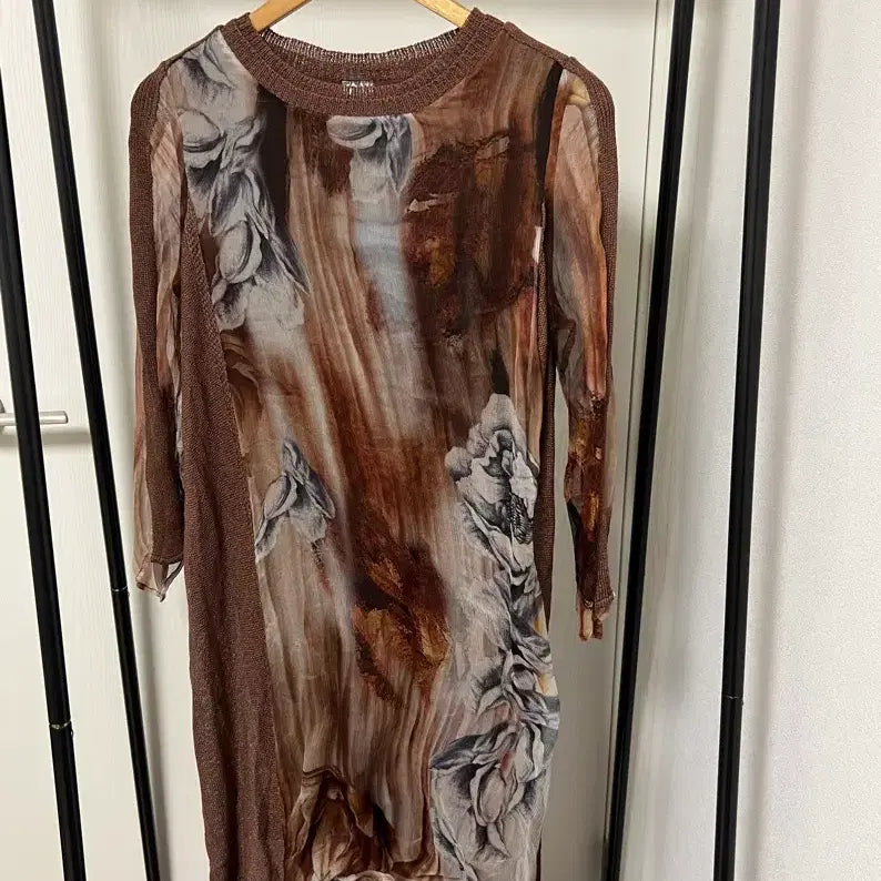 [BUNJANG] Floral Pattern See-Through Long Sleeve Blouse / 플라워 패턴 시스루 긴팔 블라우스 1049