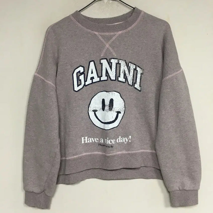 [BUNJANG] GANNI Smile Pink Sweatshirt and Pants Set S / GANNI 가니 스마일 핑크 맨투맨 팬츠 세트 S
