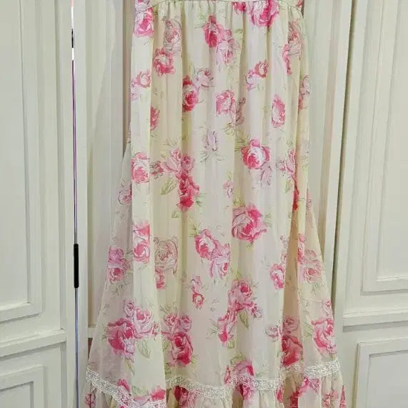 [BUNJANG] Deary Rose Flower Lace Frill Maxi Dress / 디어리 플라워 롱 원피스  레이스 프릴