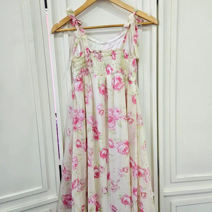 [BUNJANG] Deary Rose Flower Lace Frill Maxi Dress / 디어리 플라워 롱 원피스  레이스 프릴