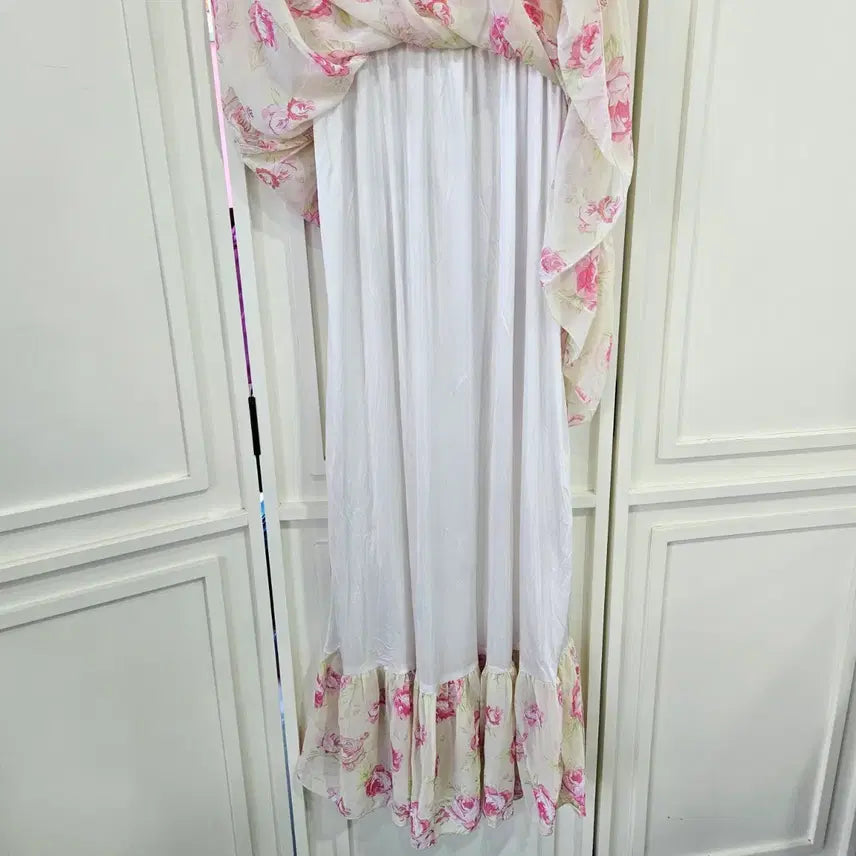 [BUNJANG] Deary Rose Flower Lace Frill Maxi Dress / 디어리 플라워 롱 원피스  레이스 프릴