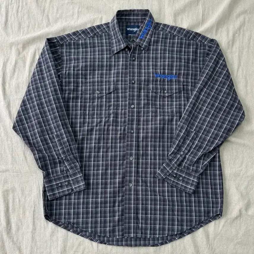 [BUNJANG] Wrangler Embroidered Western Check Shirt (Size 105) / 랭글러 자수 웨스턴 체크셔츠 105