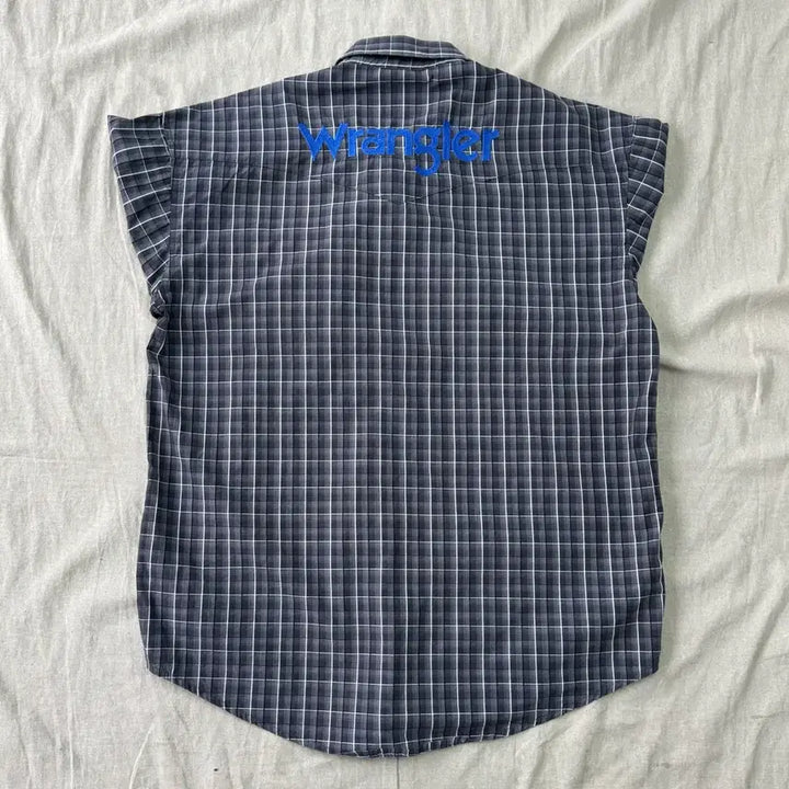 [BUNJANG] Wrangler Embroidered Western Check Shirt (Size 105) / 랭글러 자수 웨스턴 체크셔츠 105