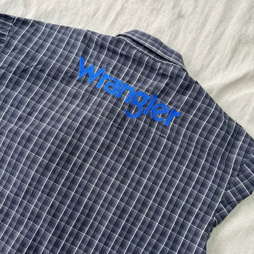 [BUNJANG] Wrangler Embroidered Western Check Shirt (Size 105) / 랭글러 자수 웨스턴 체크셔츠 105
