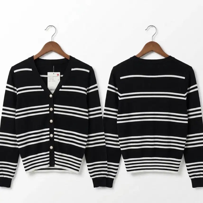 [BUNJANG] Black Striped Cardigan / [새제품] 엔바이플러스 검정 스트라이프 가디건