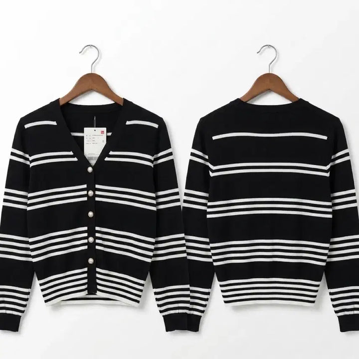 [BUNJANG] Black Striped Cardigan / [새제품] 엔바이플러스 검정 스트라이프 가디건