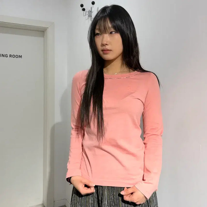 [BUNJANG] Burberry Pink Nova Check Long Sleeve T-Shirt / 버버리 핑크 노바체크 긴팔 티셔츠