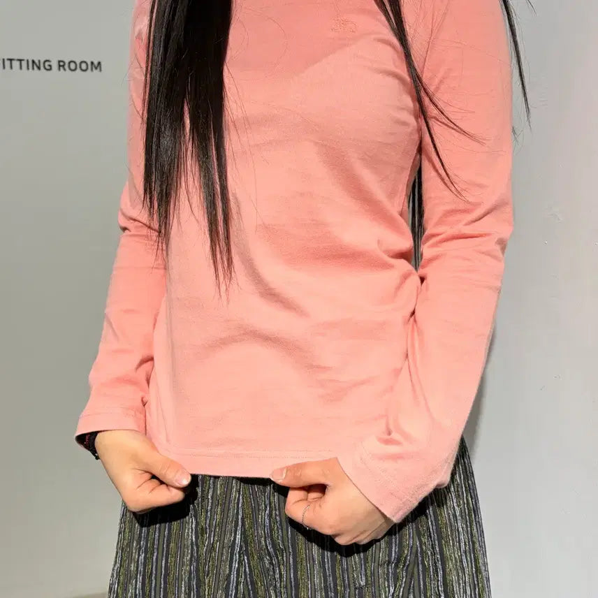 [BUNJANG] Burberry Pink Nova Check Long Sleeve T-Shirt / 버버리 핑크 노바체크 긴팔 티셔츠