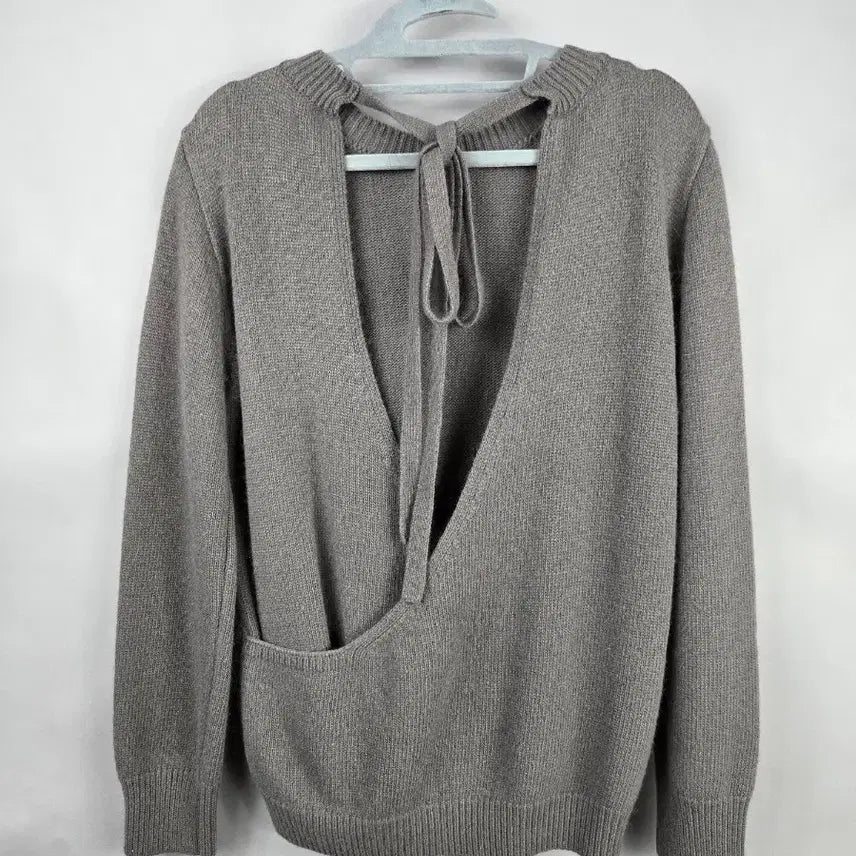 [BUNJANG] Partysu Angora Blend Backless Wrap Knit Top / [무료배송]파티수 F 여성 백 오픈 리본 앙고라 랩 스타일 니트