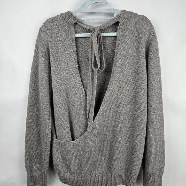 [BUNJANG] Partysu Angora Blend Backless Wrap Knit Top / [무료배송]파티수 F 여성 백 오픈 리본 앙고라 랩 스타일 니트