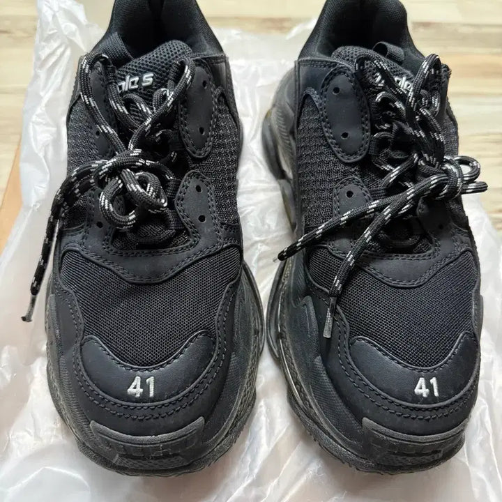 [BUNJANG] Balenciaga Triple S Black Sneakers / 발렌시아가 트리플S 클리어솔 41 블랙