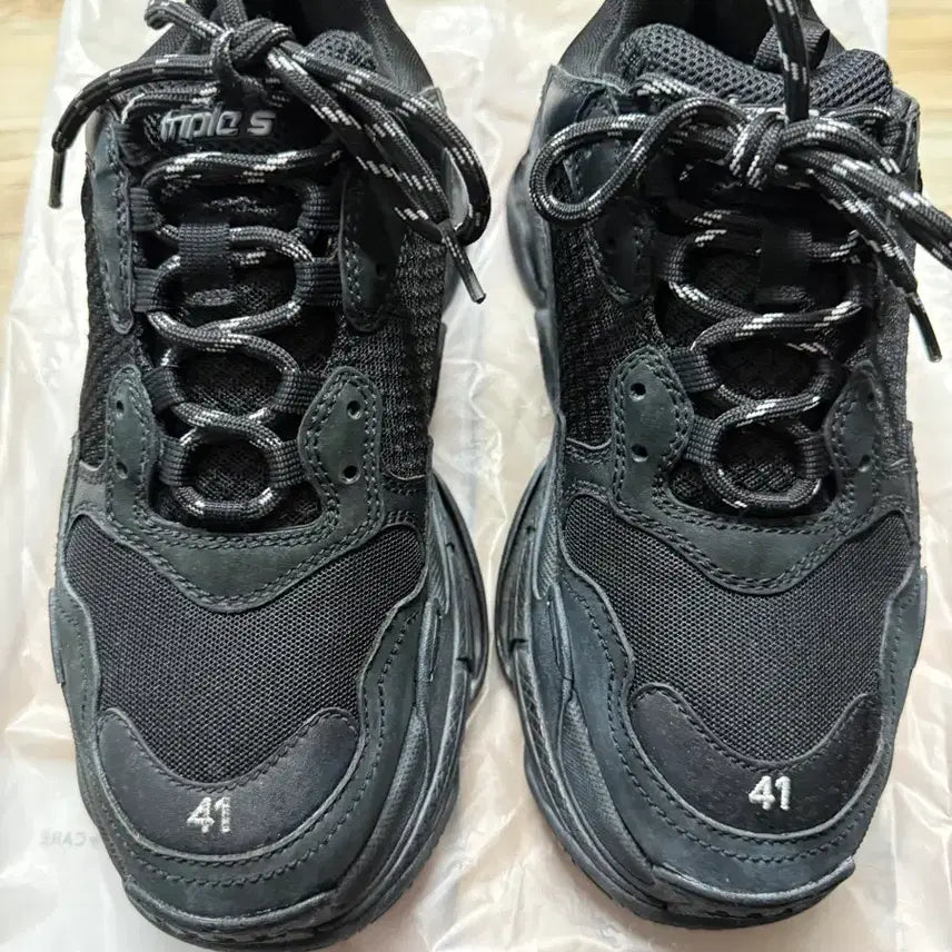 [BUNJANG] Balenciaga Triple S Black Sneakers / 발렌시아가 트리플S 클리어솔 41 블랙