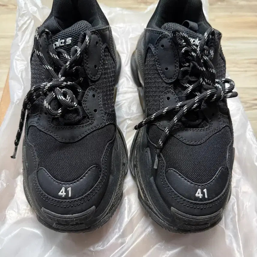 [BUNJANG] Balenciaga Triple S Black Sneakers / 발렌시아가 트리플S 클리어솔 41 블랙