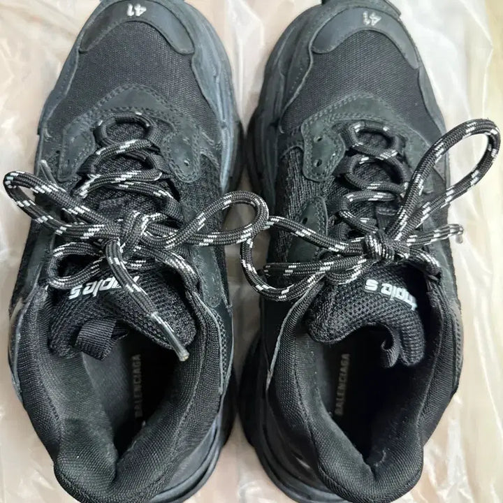 [BUNJANG] Balenciaga Triple S Black Sneakers / 발렌시아가 트리플S 클리어솔 41 블랙
