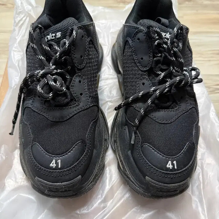 [BUNJANG] Balenciaga Triple S Black Sneakers / 발렌시아가 트리플S 클리어솔 41 블랙