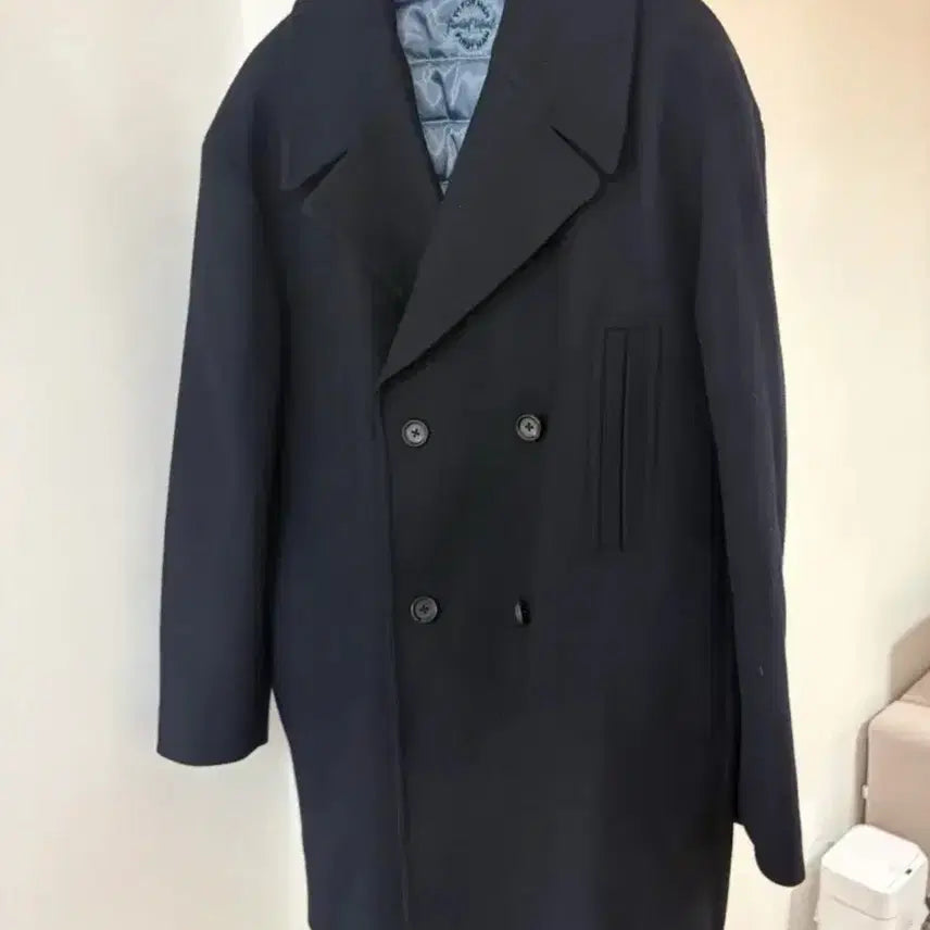 [BUNJANG] T.I For Men Navy Overfit Pea Coat (Size 105) / 티아이포맨 오버핏 네이비 피코트 105
