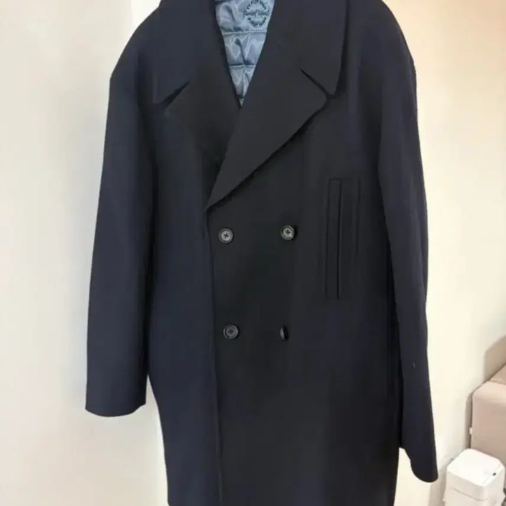 [BUNJANG] T.I For Men Navy Overfit Pea Coat (Size 105) / 티아이포맨 오버핏 네이비 피코트 105